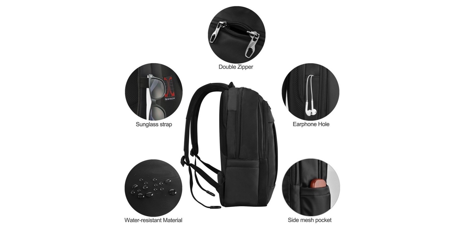 kopack Deluxe Black Waterproof Laptop Backpack – More details